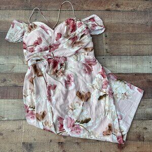 City Chic Floral Maxi Dress - Pink and White